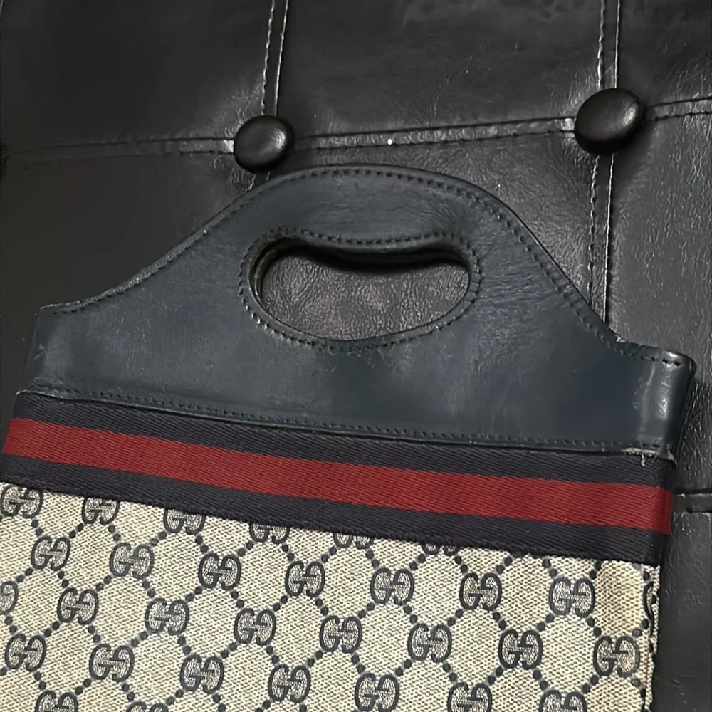 Gucci Beige and Blue Bag with Red Stripe